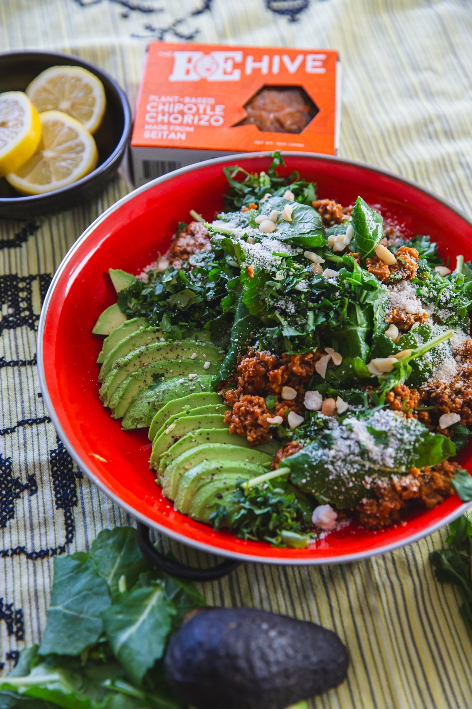 Lemony Kale Salad with Chipotle Chorizo