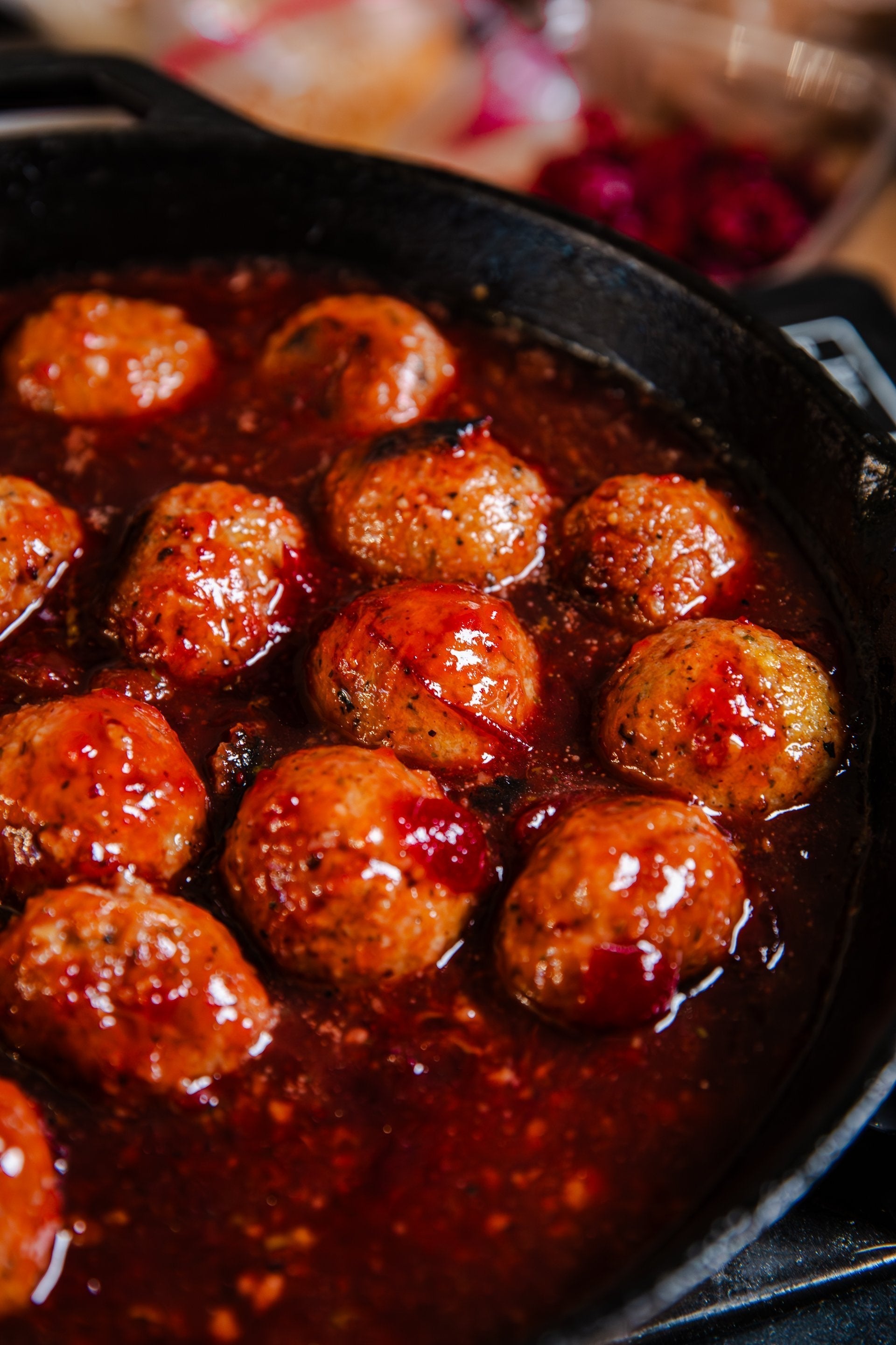 Vegan Cranberry Glazed Meatballs