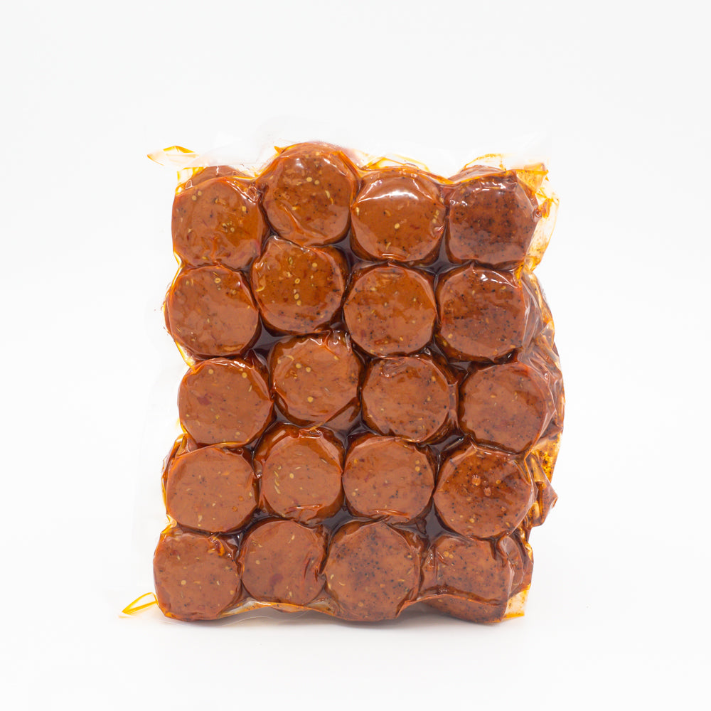 Vegan pepperoni packaged in bulk